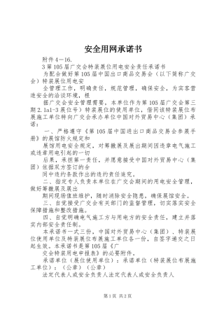 安全用网承诺书