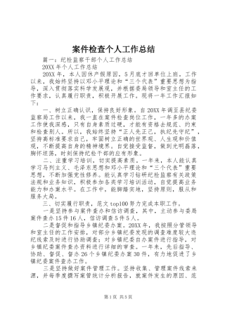 案件检查个人工作总结