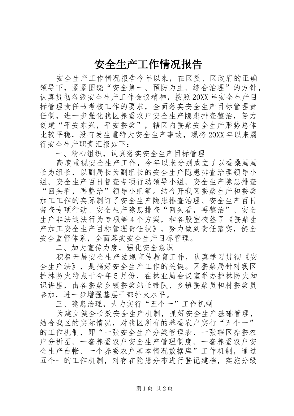 安全生产工作情况报告_第1页