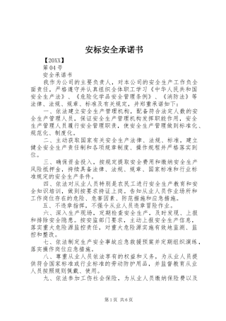 安标安全承诺书