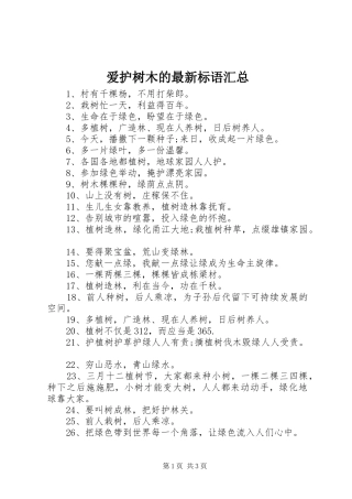 爱护树木的最新标语汇总