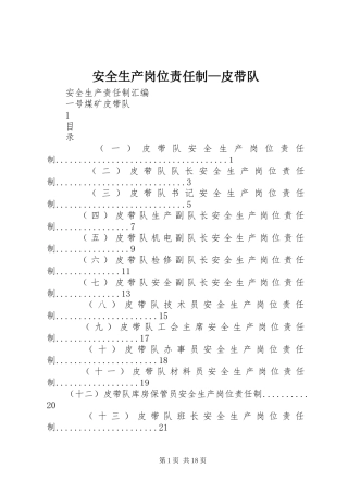安全生产岗位责任制皮带队