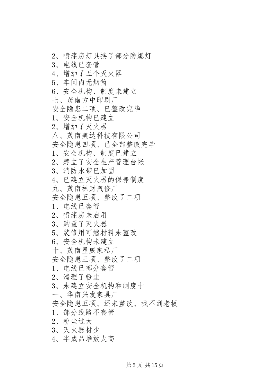 安全隐患复查情况_第2页