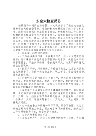 安全大检查反思