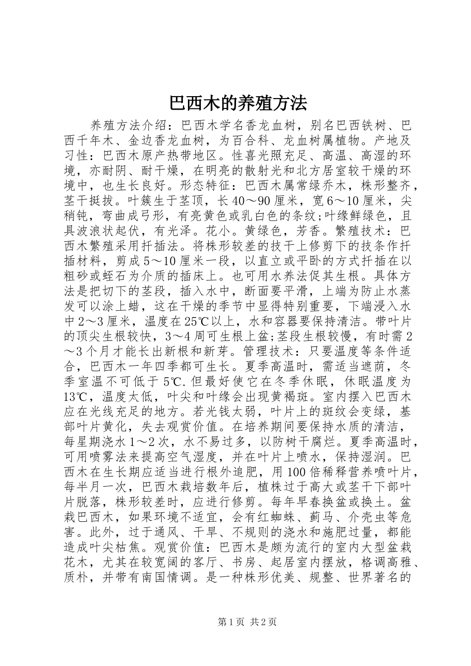 巴西木的养殖方法_第1页