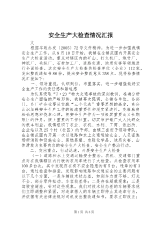 安全生产大检查情况汇报