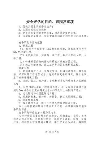 安全评估的目的范围及事项