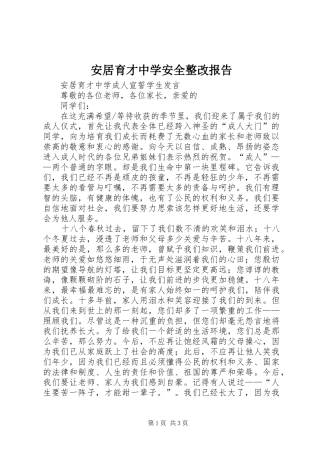 安居育才中学安全整改报告