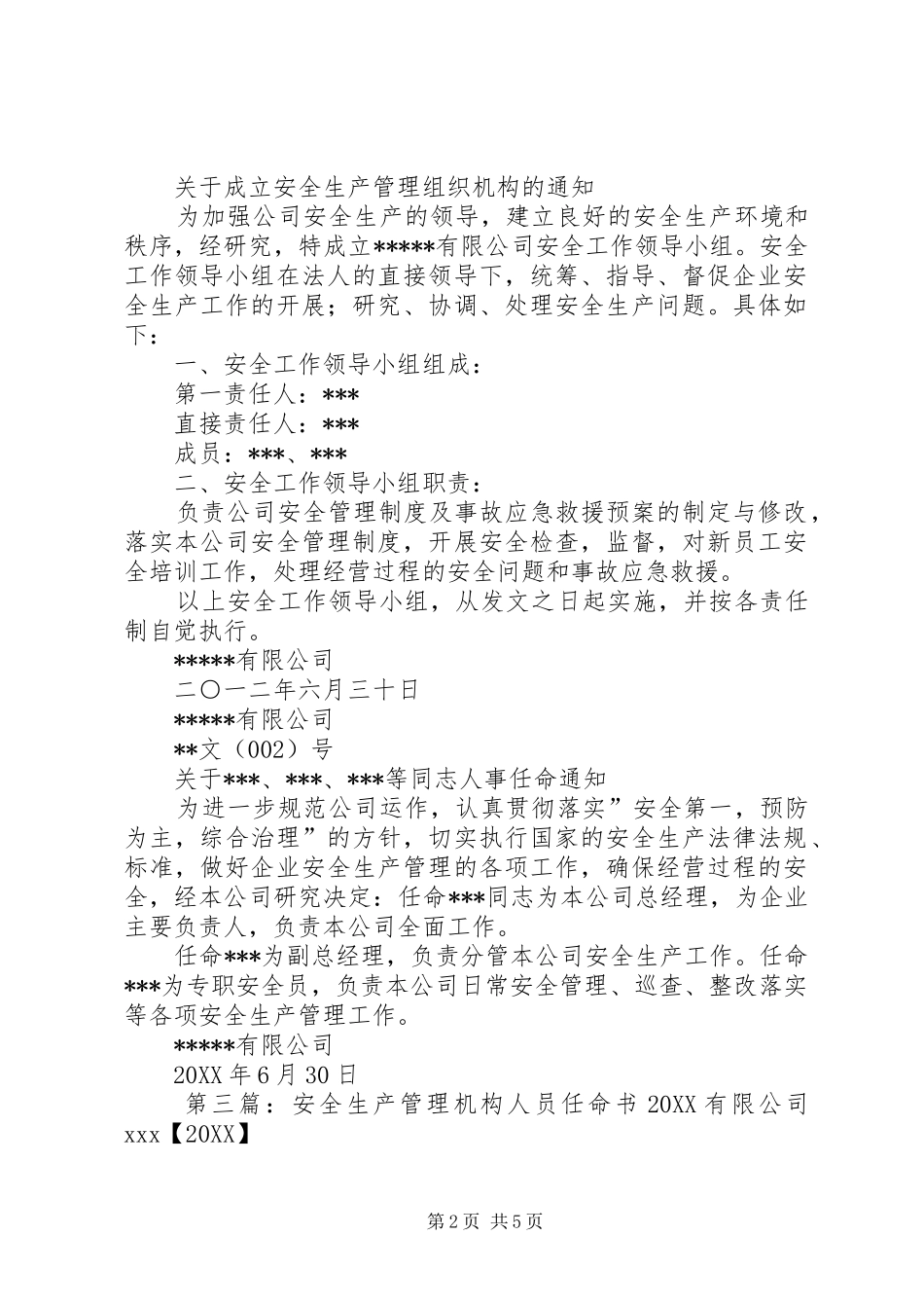 安全生产管理组织机构人员任命书_第2页