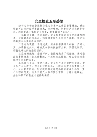 安全检查五忌感想