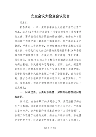 安全会议大检查会议讲话