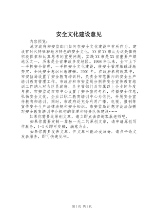 安全文化建设意见