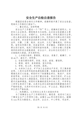 安全生产自检自查报告