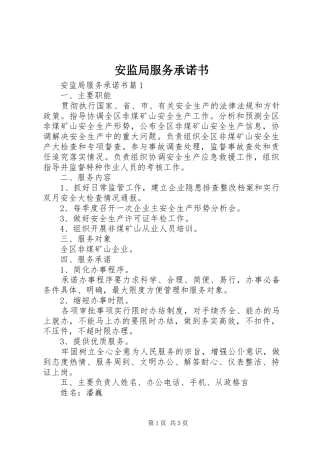 安监局服务承诺书