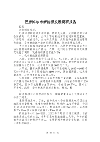 巴彦淖尔市新能源发展调研报告