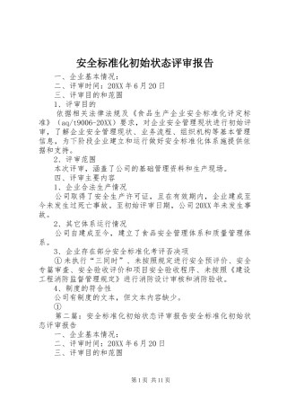 安全标准化初始状态评审报告