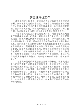 安全性评价工作