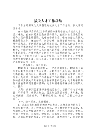 拔尖人才工作总结