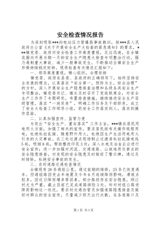 安全检查情况报告