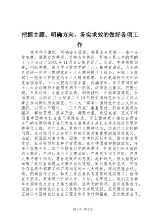 把握主题明确方向，务实求效的做好各项工作
