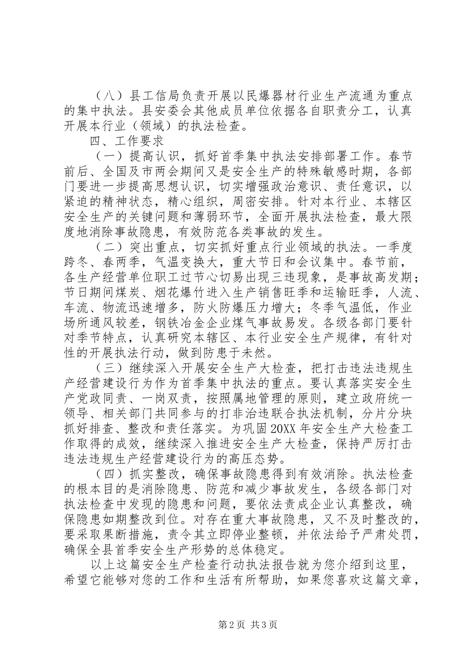 安全生产检查行动执法报告_第2页