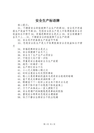 安全生产标语牌