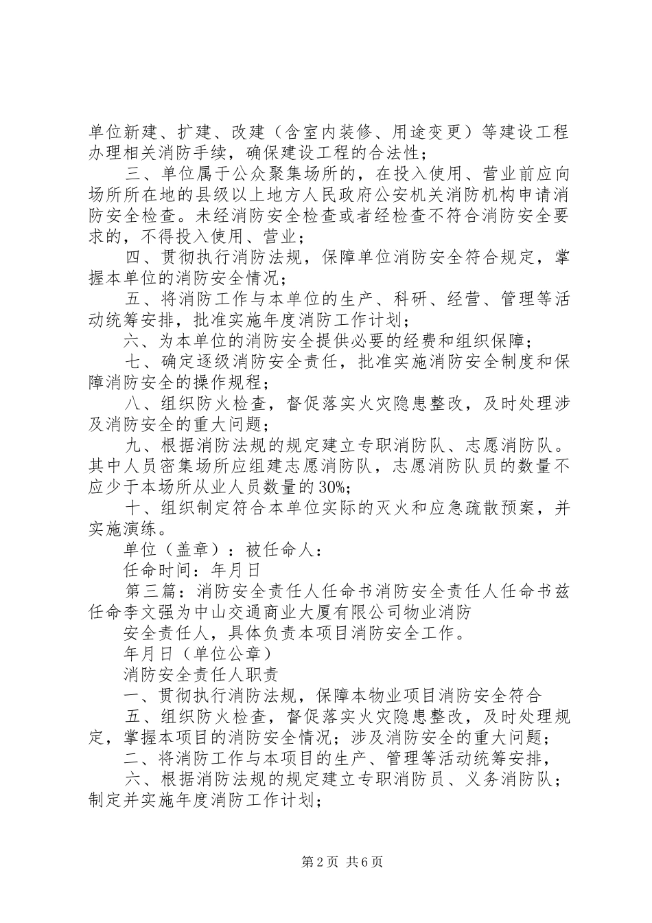 安全责任人任命书_第2页