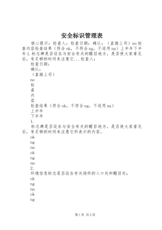 安全标识管理表
