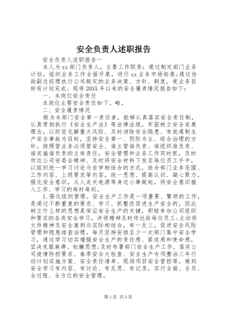 安全负责人述职报告