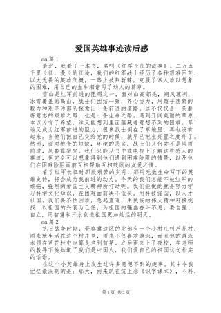 爱国英雄事迹读后感