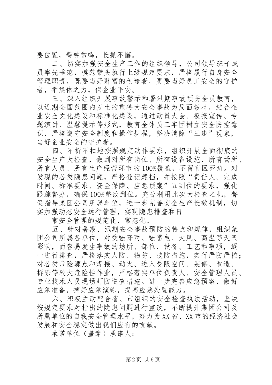 安全生产大检查承诺书_第2页