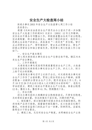 安全生产大检查周小结