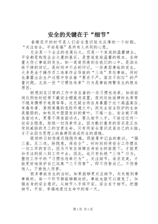 安全的关键在于细节