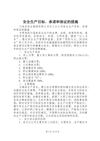 安全生产目标承诺和保证的措施