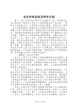 安全年终总结及明年计划