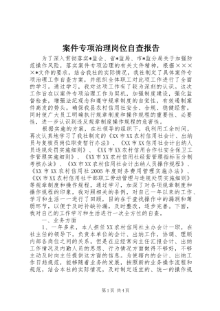 案件专项治理岗位自查报告