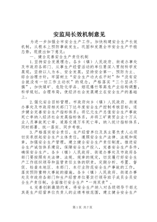 安监局长效机制意见