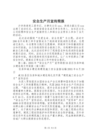 安全生产月宣传简报