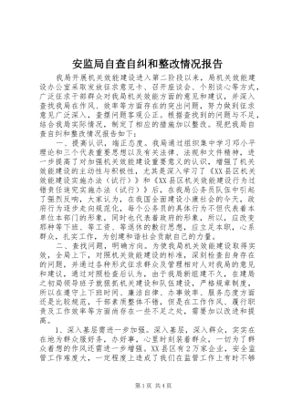 安监局自查自纠和整改情况报告