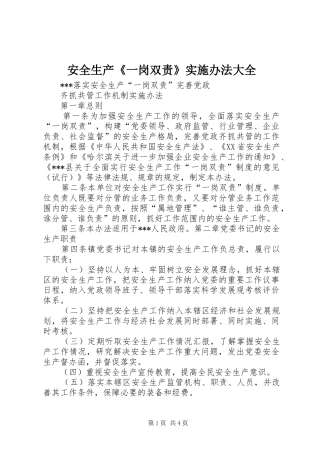 安全生产一岗双责实施办法大全