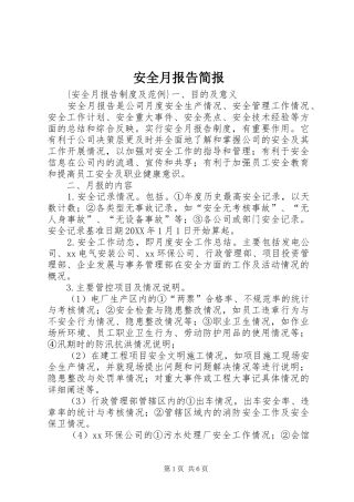 安全月报告简报