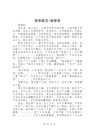 安全征文-论安全