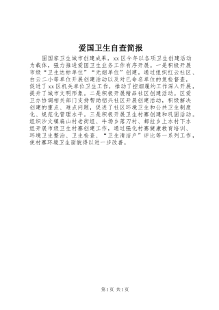 爱国卫生自查简报