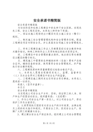 安全承诺书精简版