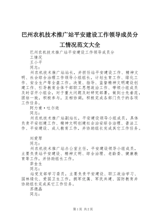 巴州农机技术推广站平安建设工作领导成员分工情况范文大全