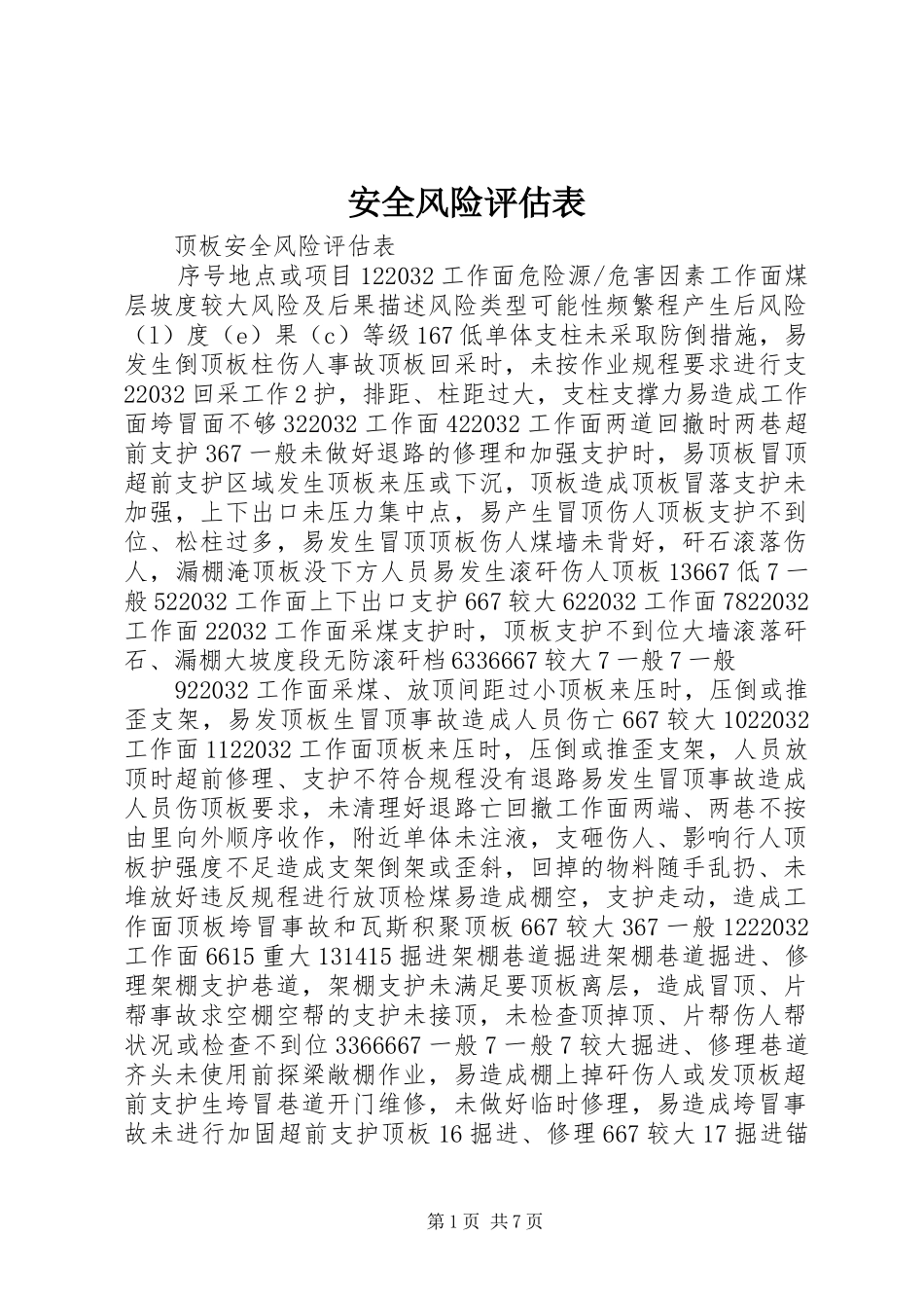 安全风险评估表_第1页