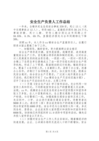 安全生产负责人工作总结