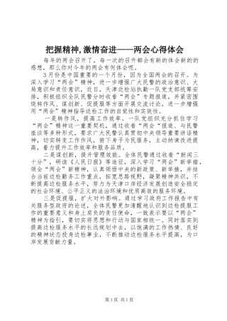 把握精神激情奋进两会心得体会