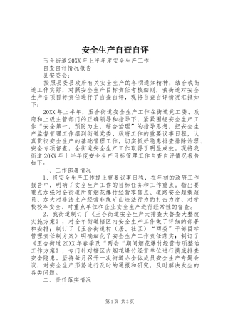 安全生产自查自评