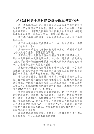 柏杉坡村第十届村民委员会选举投票办法